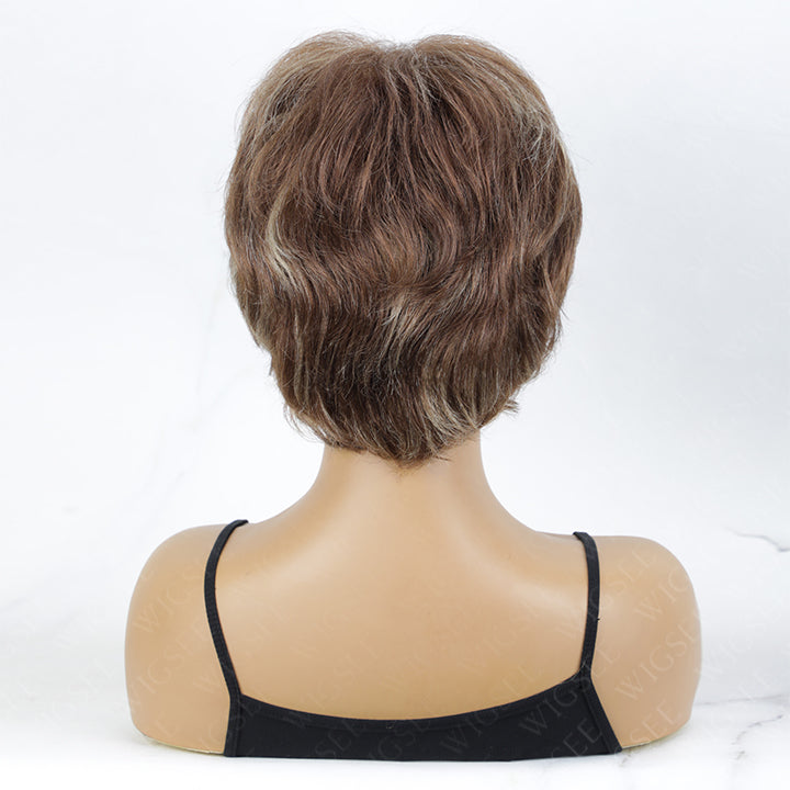 Stella | Ladies Short Pre Styled Wig With Bangs Full Machinemade Wigs Natural Daily Look