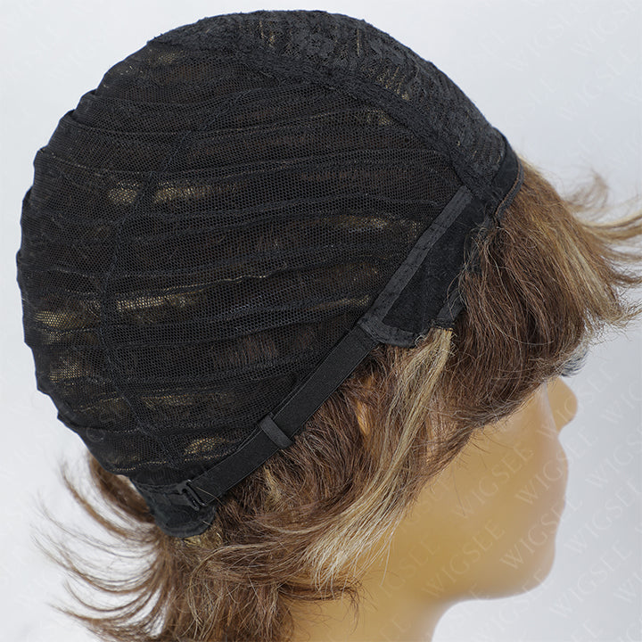 Stella | Ladies Short Pre Styled Wig With Bangs Full Machinemade Wigs Natural Daily Look