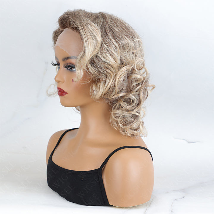 Harper | Fashionable Blonde Wavy Lady Wigs Remy Human Hair 13x4 Lace Frontal Wig