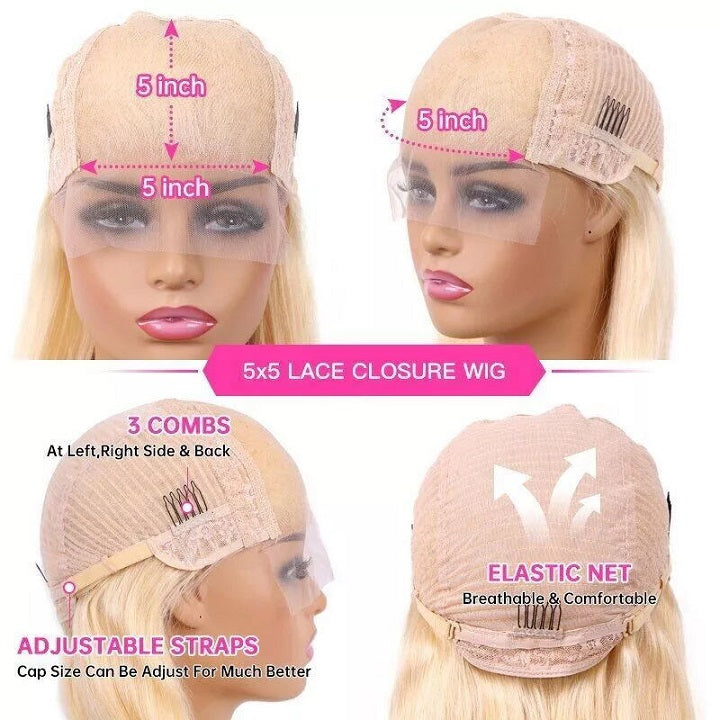 Tammy | Ombre Grey Short Bob Wig 5x5 Lace Straight Human Hair Glueless Wig