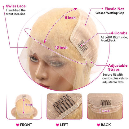 Rolia Balayage Ash Blonde Straight Full Lace Wigs Human Hair