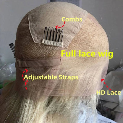 Rolia Balayage Ash Blonde Straight Full Lace Wigs Human Hair